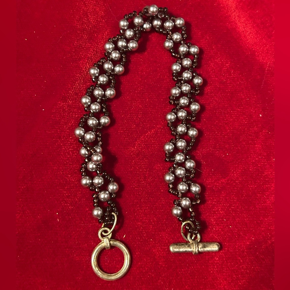 Elegant hand crafted Dark Mauve Beaded Bracelet